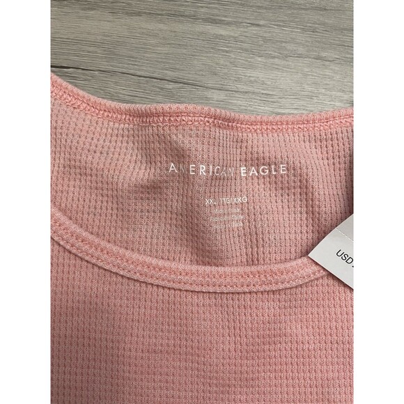 American Eagle soft Pink Badminton Club Graphic Thermal Crop Tee Team Club XL - Picture 5 of 7